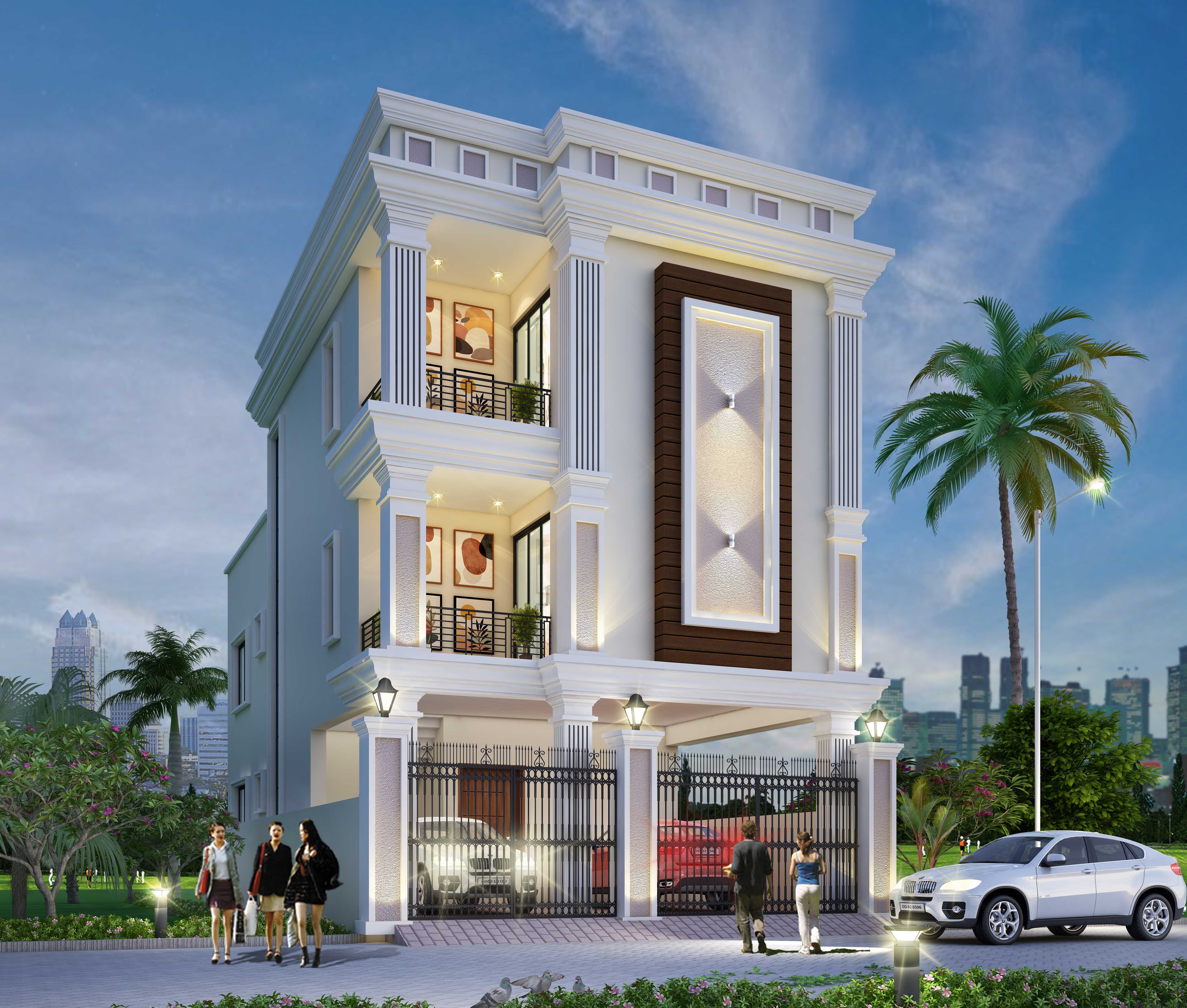 Exterior view of a Brinda Gardenia triplex residence